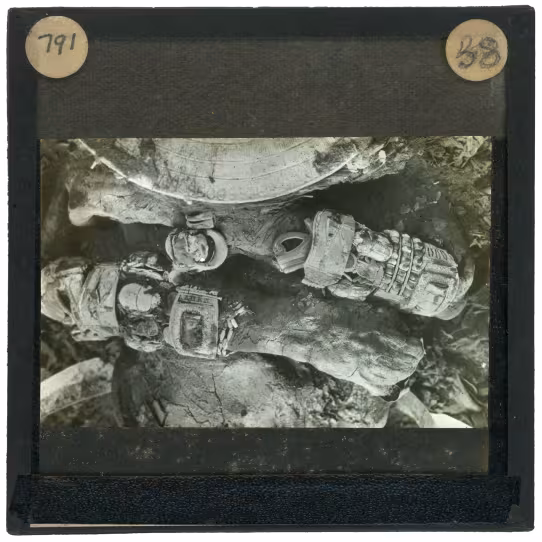Image of lantern slide of arms of king's mummy