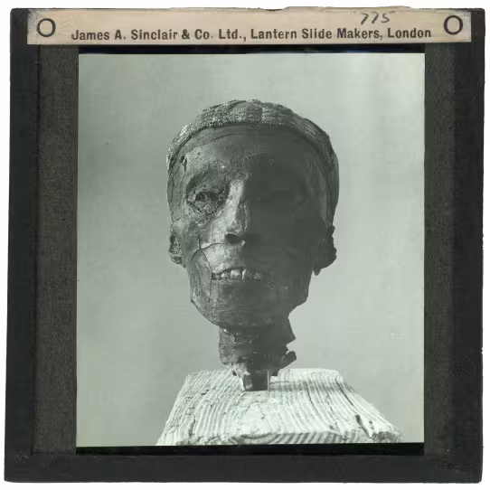 Image of lantern slide of head of king's mummy