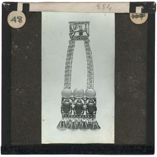 Image of lantern slide of necklace with scarabs