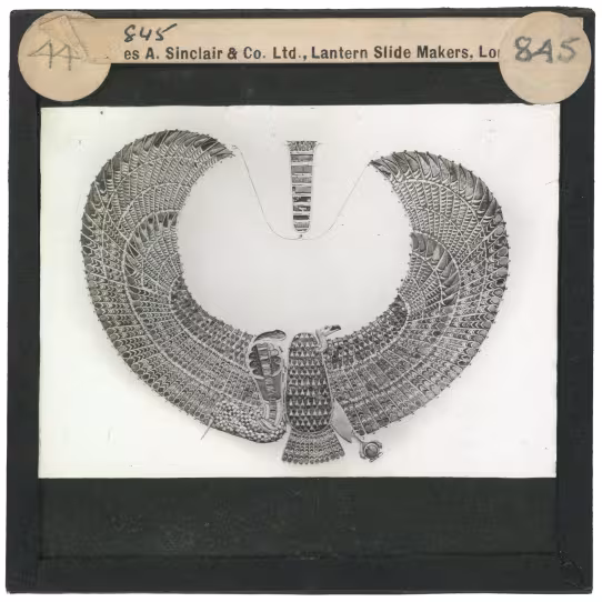 Image of lantern slide of cobra and vulture collar