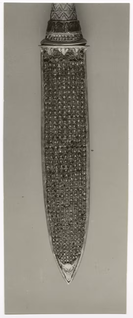 image of photographic print of dagger sheath in object card