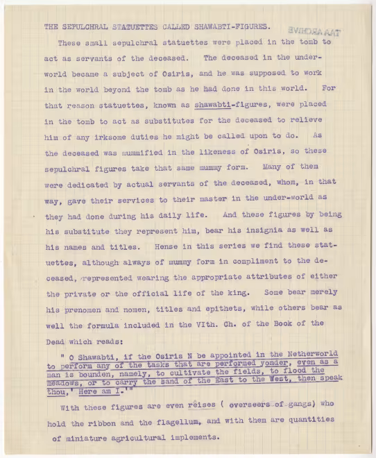 Typed notes on paper 