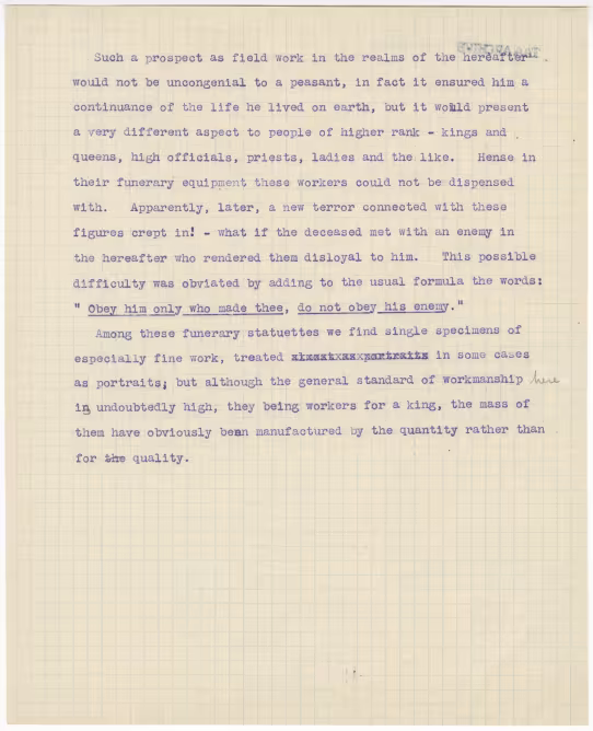 Typed notes on paper