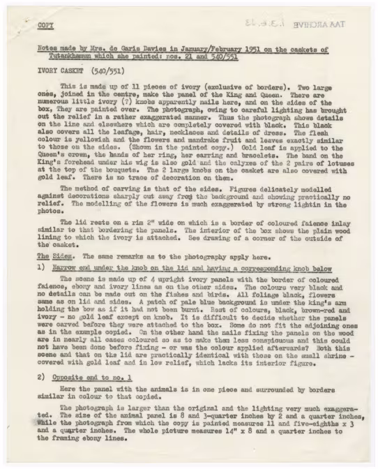 Typed notes on paper