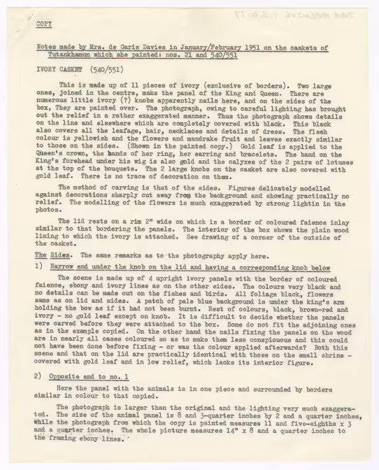Typed notes on paper