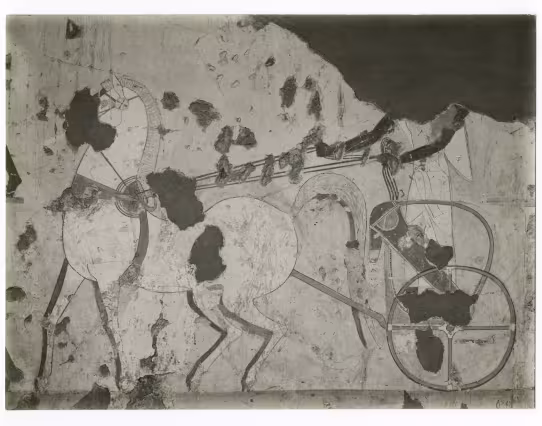 Black and white photograph of tomb relief 