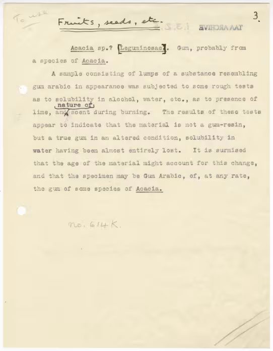 Typed notes on paper with annotations in pencil