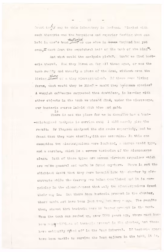 Typed notes on paper 