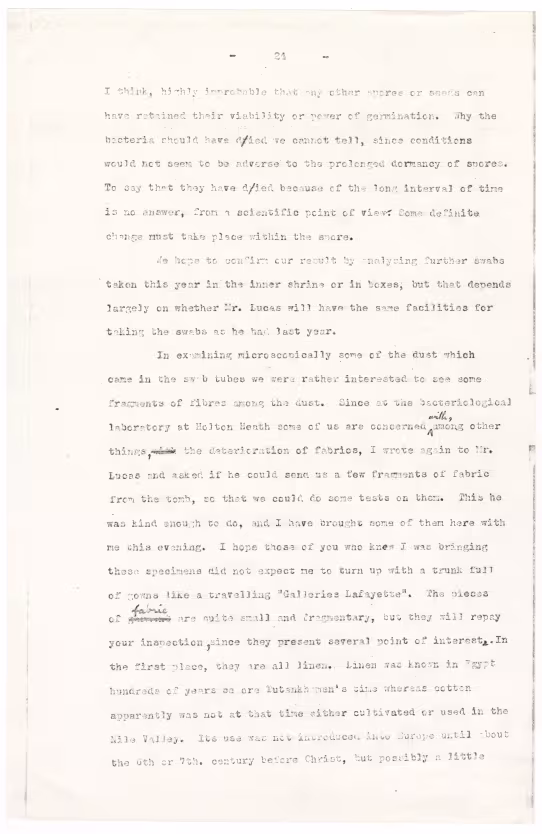 Typed notes on paper 