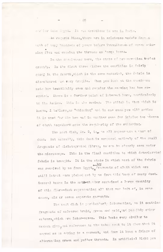 Typed notes on paper 