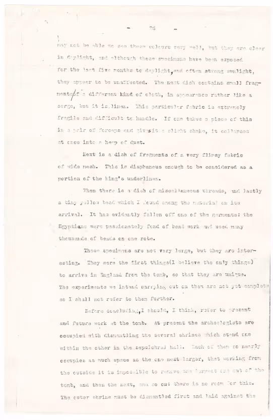 Typed notes on paper 