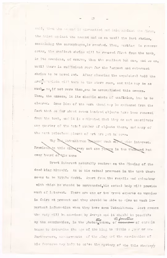 Typed notes on paper 