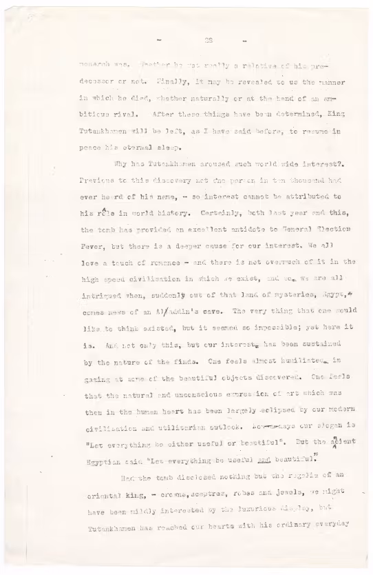 Typed notes on paper