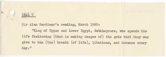 Typed notes on paper 