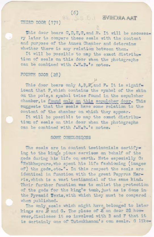 Typed notes on paper 