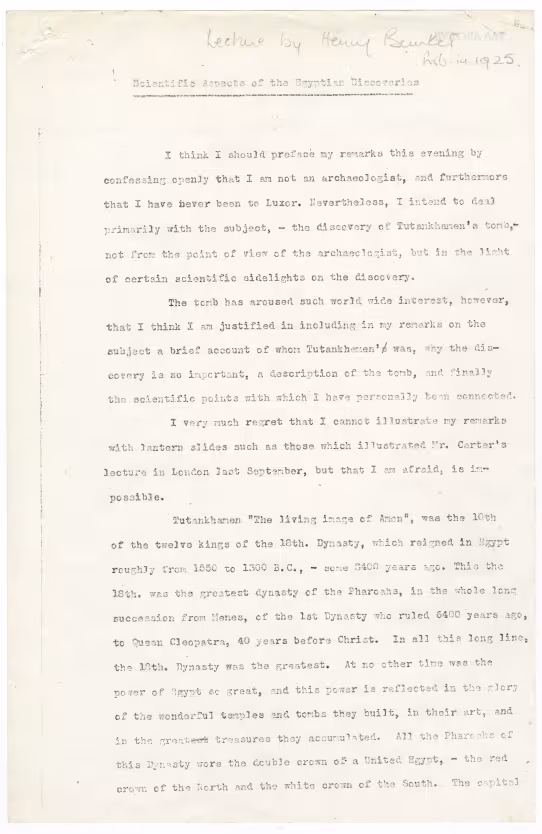 Photocopy of typed notes