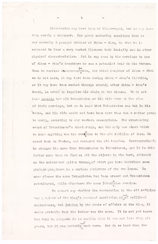 Typed notes on paper 