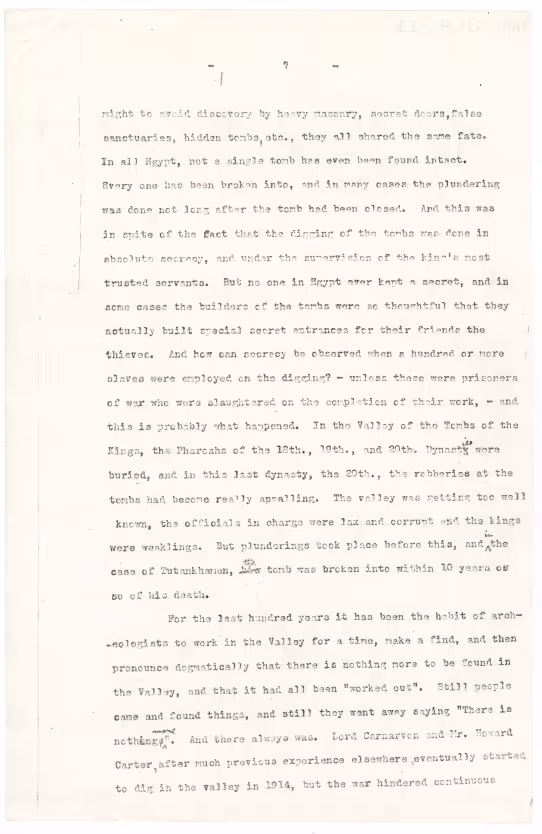 Typed notes on paper