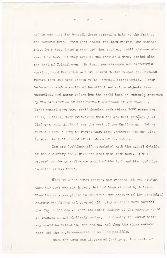 Typed notes on paper 