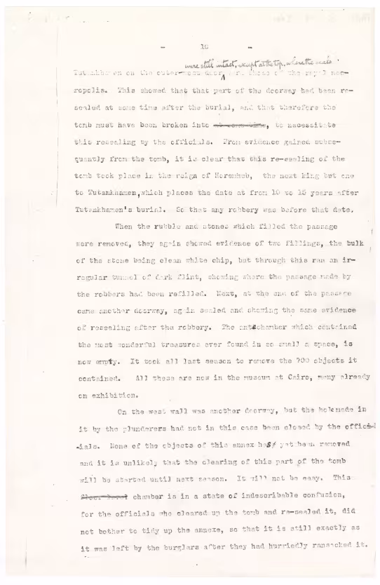 Typed notes on paper 