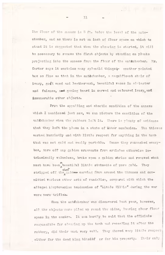 Typed notes on paper 