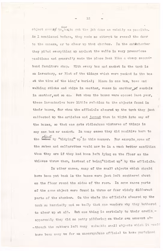 Typed notes on paper 