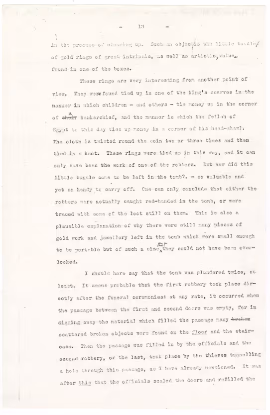 Typed notes on paper 