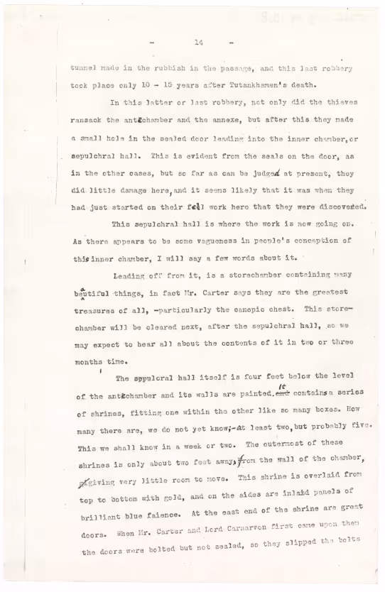 Typed notes on paper
