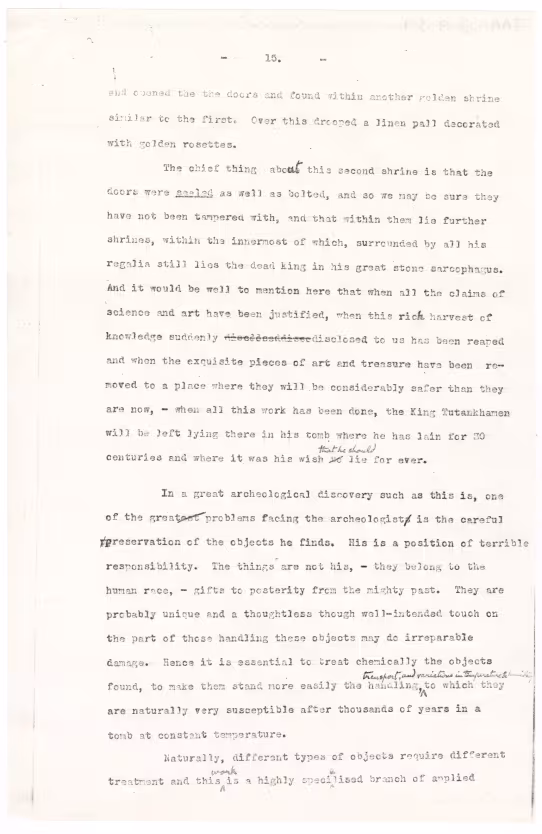 Typed notes on paper 