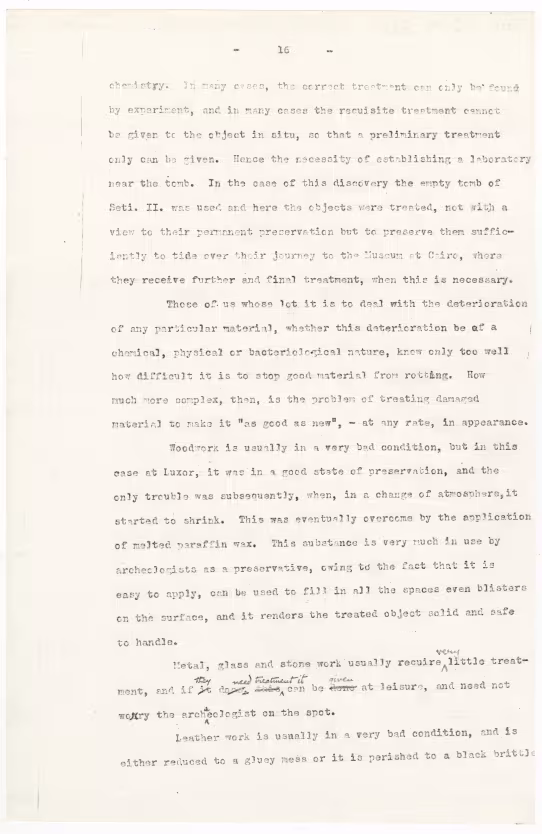Typed notes on paper 