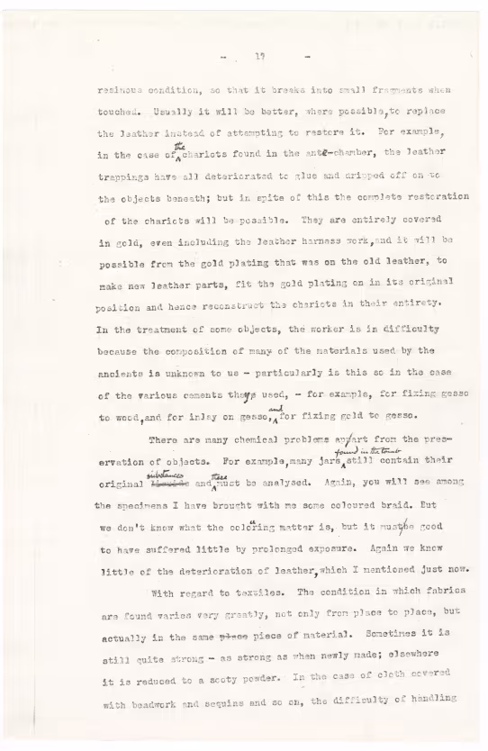 Typed notes on paper 