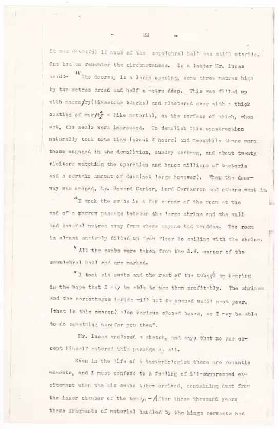 Typed notes on paper 