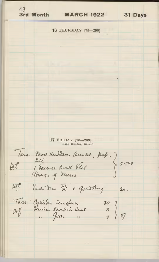 Handwritten notes on paper