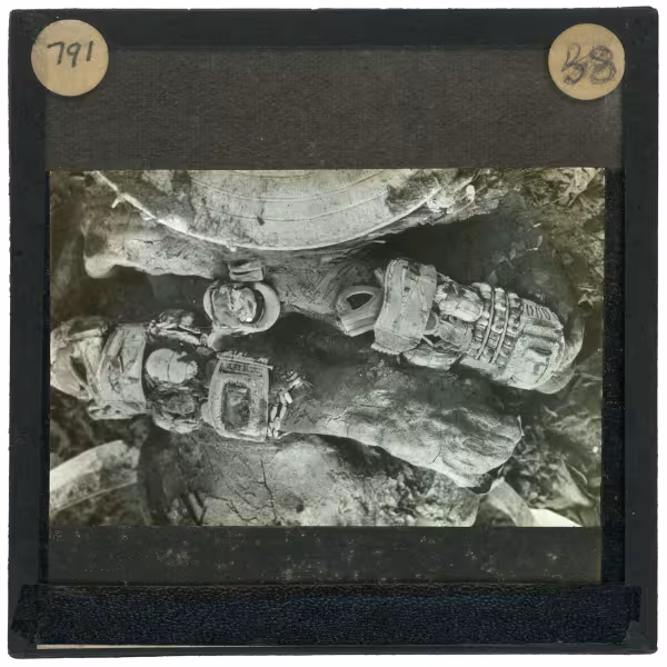 Image of lantern slide of arms of king's mummy