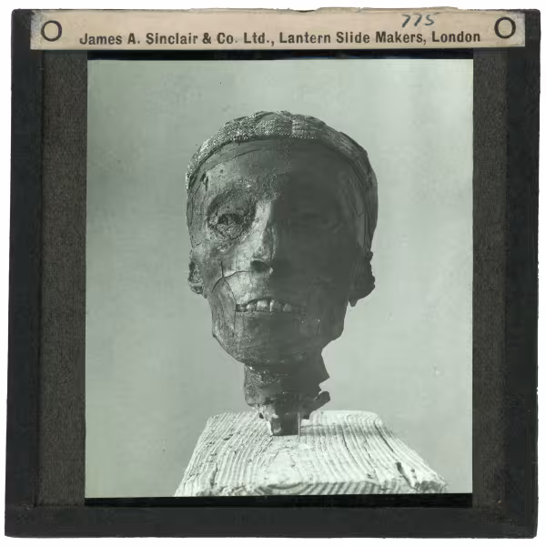 Image of lantern slide of head of king's mummy