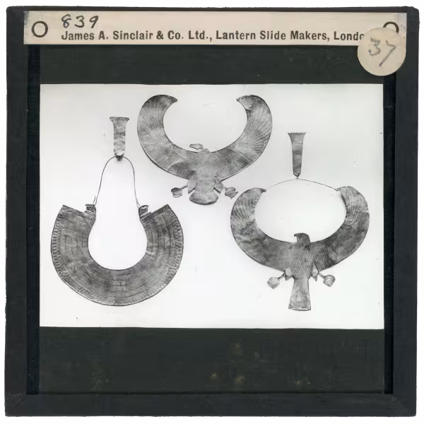 Image of lantern slide of three collars