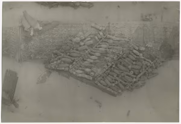 image of photographic print of beadwork in situ in object card