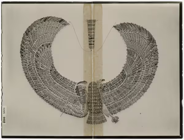 image of photographic print of collar with vulture and cobra in object card