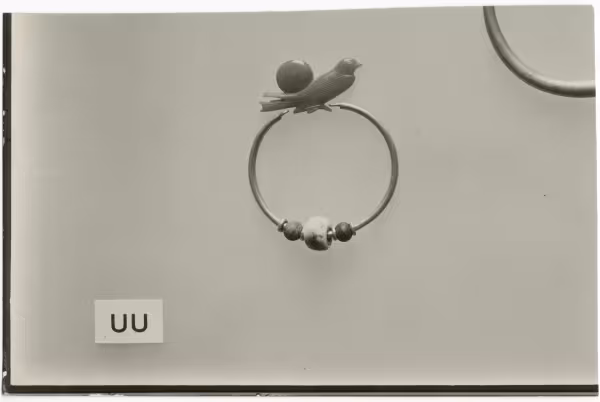 image of photographic print of gold bracelet with carnelian swallow in object card