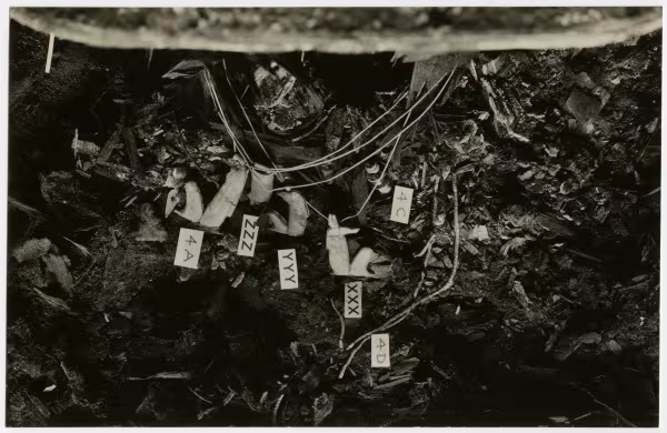 image of photographic print of torso of king's mummy within coffin in object card