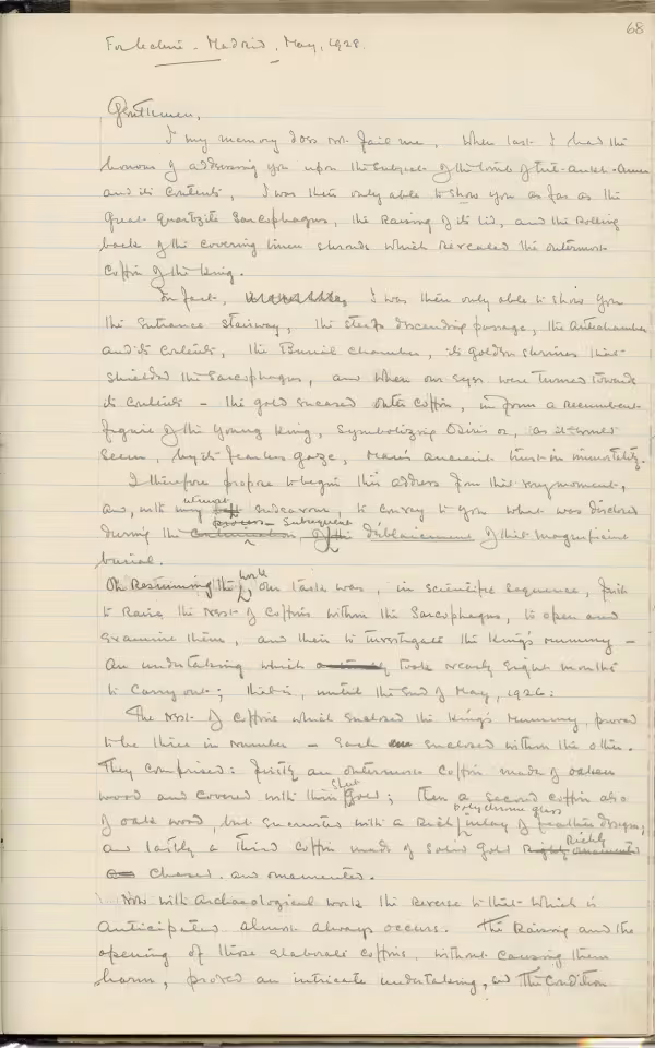 Handwritten lecture notes on paper