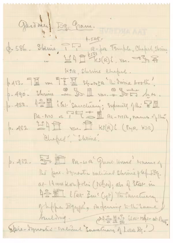 Handwritten notes on paper