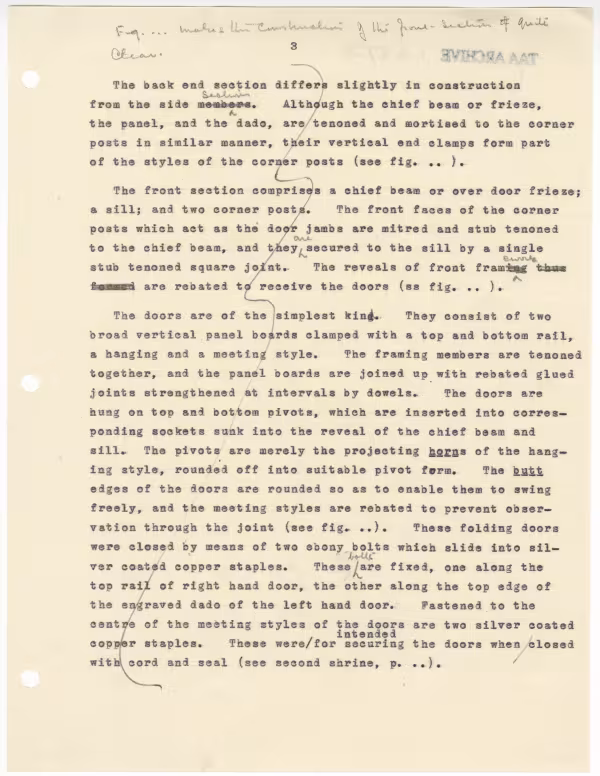 Typed notes with annotations in pencil