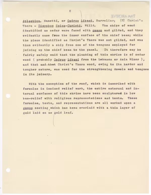 Typed notes on paper with annotations in pencil