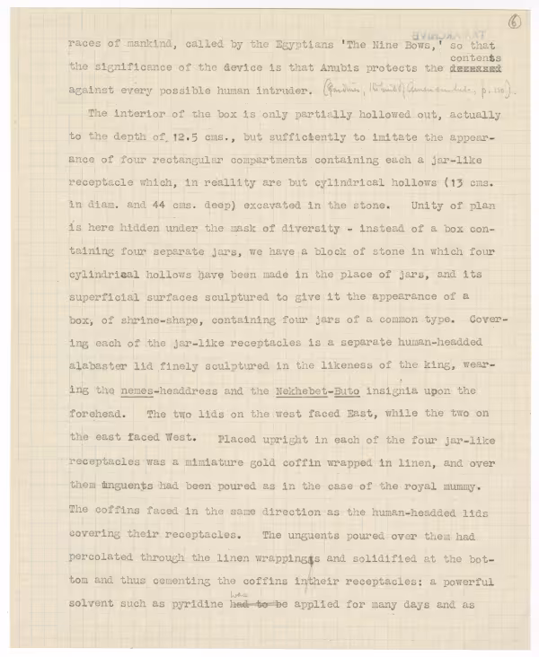 Typed notes on paper with annotations in pencil