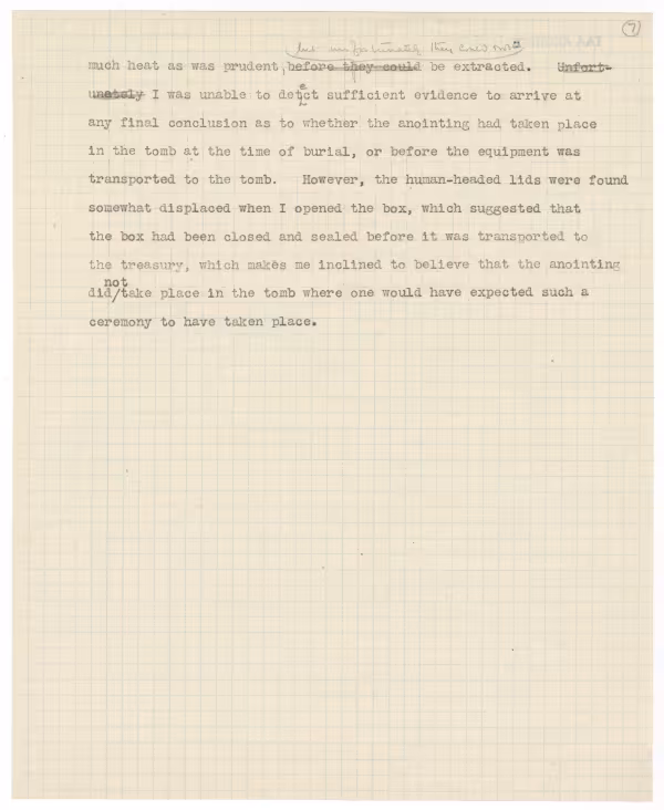 Typed notes on paper with annotations in pencil