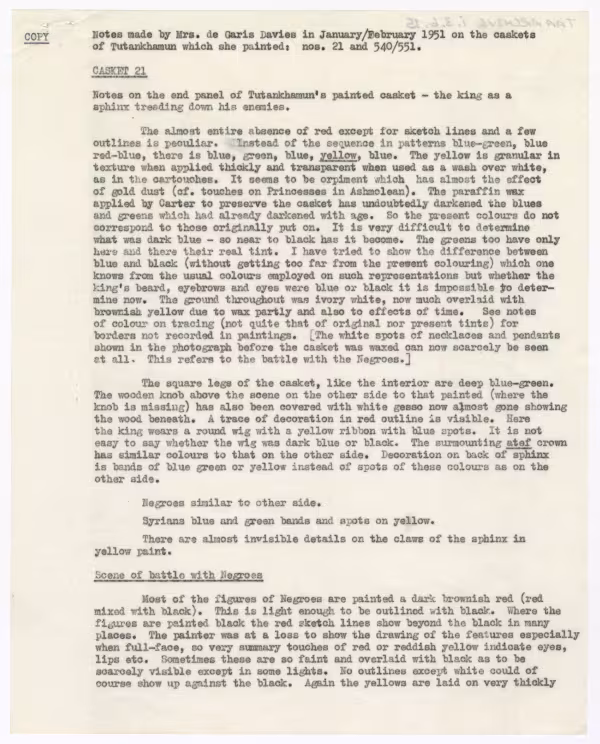 Typed notes on paper