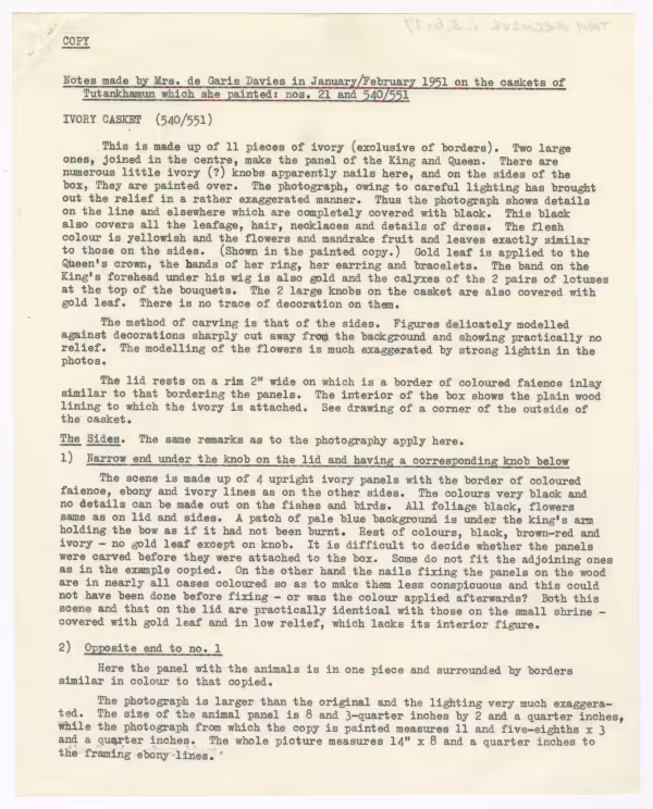 Typed notes on paper