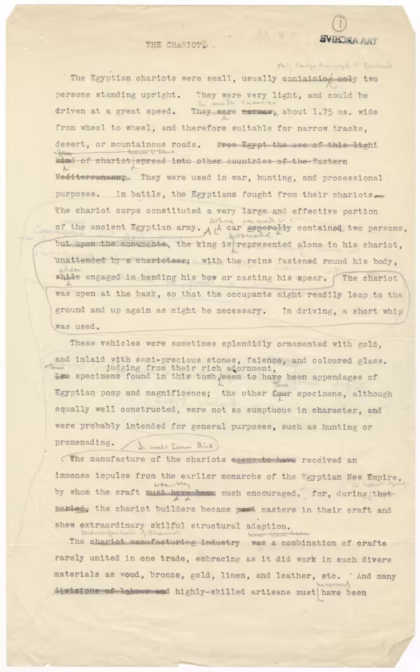 Typed notes on paper with annotations