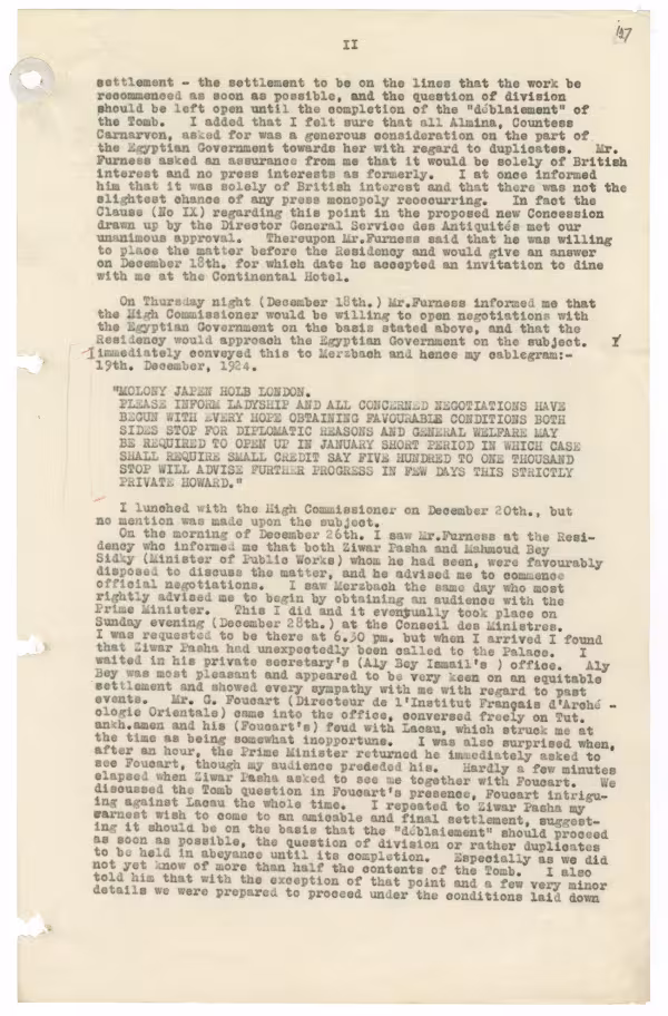 Typed notes on paper